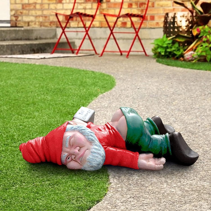 Decoratiune pentru Gradina, Flippy, Model Pitic de Gradina Beat, Statuie Amuzanta pentru Gradina, Decor pentru Gradina, Gnom Beat, 15 cm, Rosu [6]