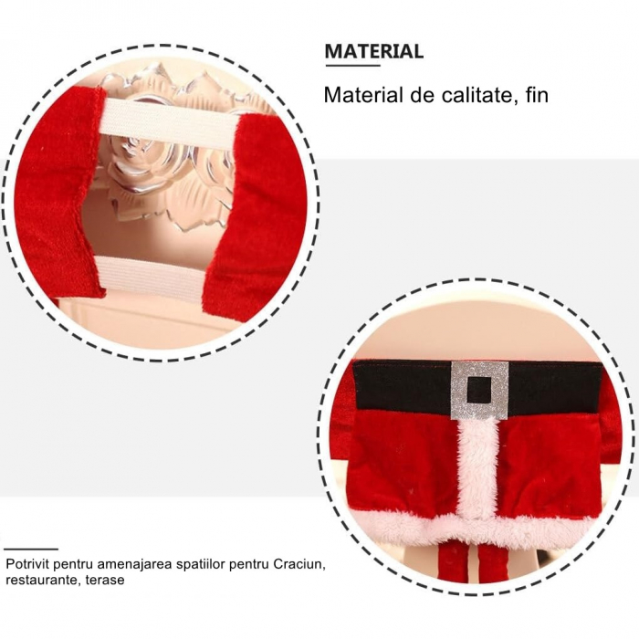 Decoratiune pentru scaun cu tematica de Craciun Flippy, elastica, material textil/poliester, 46 x 30 cm, rosu [3]