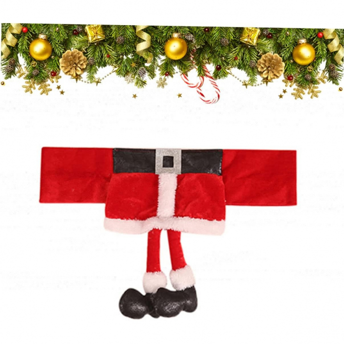 Decoratiune pentru scaun cu tematica de Craciun Flippy, elastica, material textil/poliester, 46 x 30 cm, rosu [2]