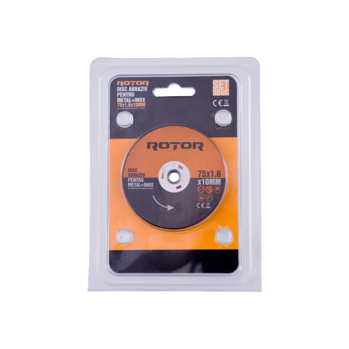 Disc abraziv pentru metal+inox 75*1,6*10 mm, ROTOR - Pachet 5 bucati [4]