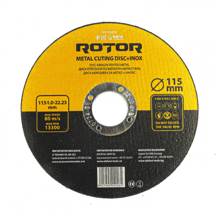 Disc abraziv pentru metal+inox ROTOR 115*1,0*22,23 [1]