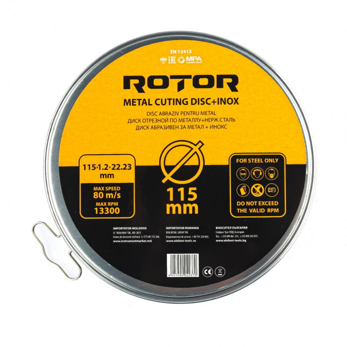Disc abraziv pentru metal+inox ROTOR 115*1,2*22,23 set 10 [1]