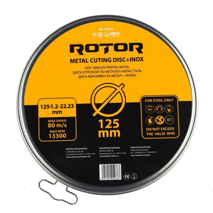 Disc abraziv pentru metal+inox ROTOR 125*1,2*22,23 set 10 [1]