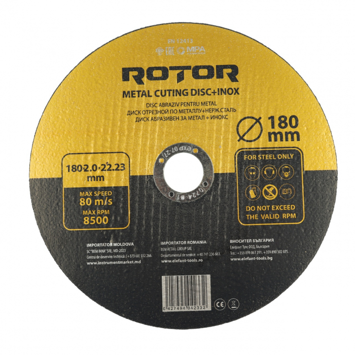 Disc abraziv pentru metal+inox ROTOR 180*2,0*22,23 [1]