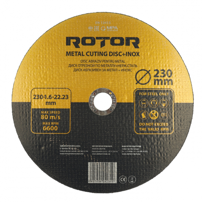 Disc abraziv pentru metal+inox ROTOR 230*1,6*22,23 [1]