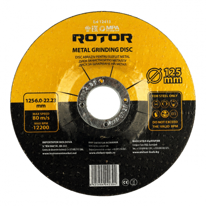 Disc abraziv pentru slefuit metal ROTOR 125*6,0*22,23 [1]