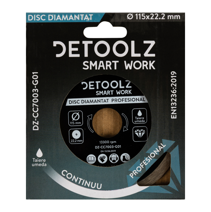 Disc diamantat continuu Detoolz 115x22.2mm, taiere umeda [2]