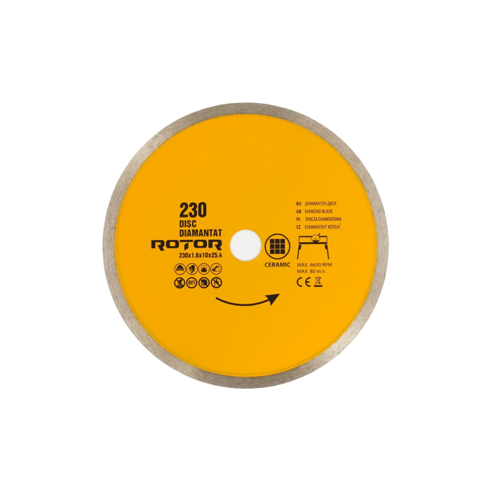 Disc diamantat continuu ROTOR 230x1.6x10x25.4 mm pentru ceramica [2]