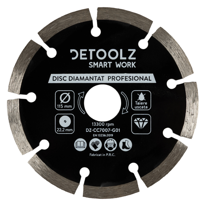 Disc diamantat segmentat Detoolz 115x22.2mm, taiere uscata [1]