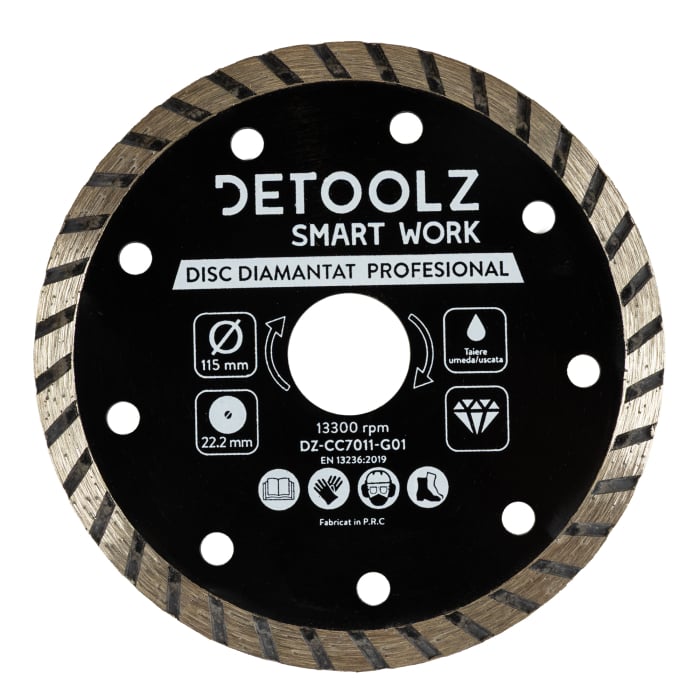 Disc diamantat turbo Detoolz 115x22.2mm, taiere umeda/uscata [1]
