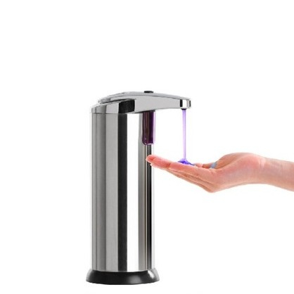 Dispenser pentru Sapun Lichid/Dezinfectant, Flippy, cu Senzor Infrarosu de Miscare, din Otel Inoxidabil, 250 ml, 19 x 11 cm, Gri [7]