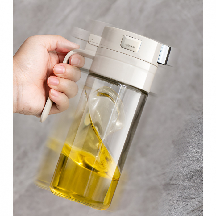 Dispenser pentru Ulei, Flippy, Deschidere si Inchidere Automata a Rezervorul, cu Inductie Gravitationala, 550 ml, 12x7.6x20.5 cm, Alb [15]