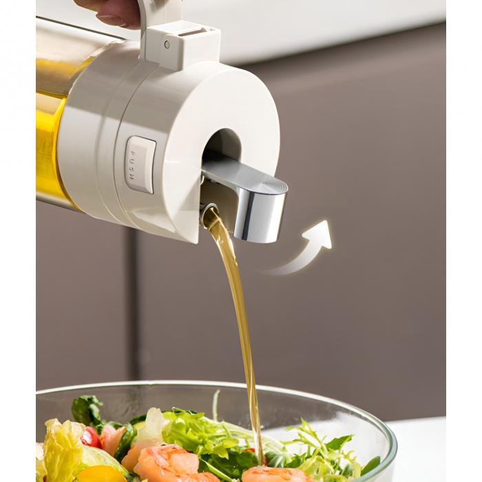 Dispenser pentru Ulei, Flippy, Deschidere si Inchidere Automata a Rezervorul, cu Inductie Gravitationala, 550 ml, 12x7.6x20.5 cm, Alb [5]