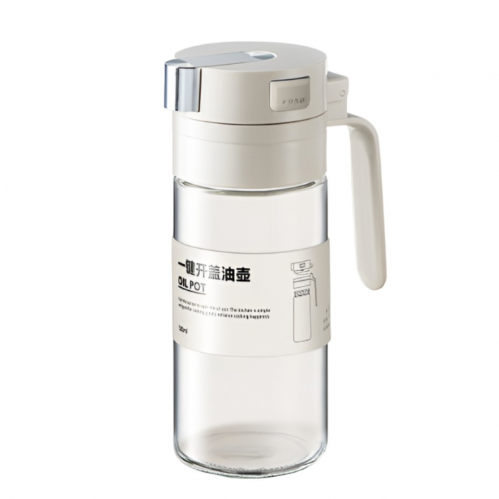Dispenser pentru Ulei, Flippy, Deschidere si Inchidere Automata a Rezervorul, cu Inductie Gravitationala, 550 ml, 12x7.6x20.5 cm, Alb [1]
