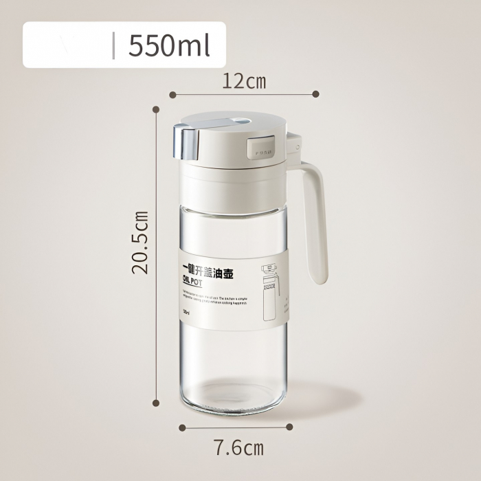 Dispenser pentru Ulei, Flippy, Deschidere si Inchidere Automata a Rezervorul, cu Inductie Gravitationala, 550 ml, 12x7.6x20.5 cm, Alb [13]