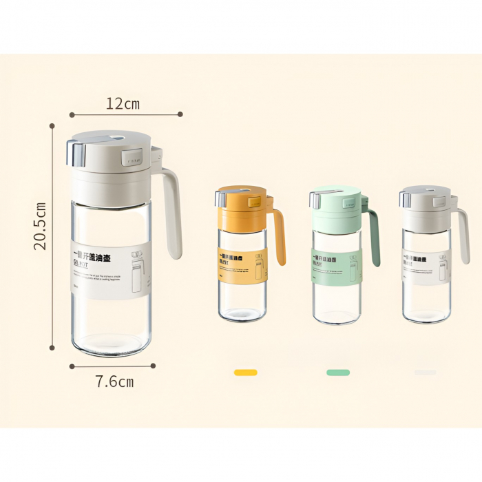 Dispenser pentru Ulei, Flippy, Deschidere si Inchidere Automata a Rezervorul, cu Inductie Gravitationala, 550 ml, 12x7.6x20.5 cm, Alb [8]