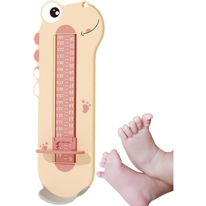 Dispozitiv de Masurat Talpa Piciorului pentru Bebelusi, Flippy, 9-24, Model Dinozaur, Roz [3]