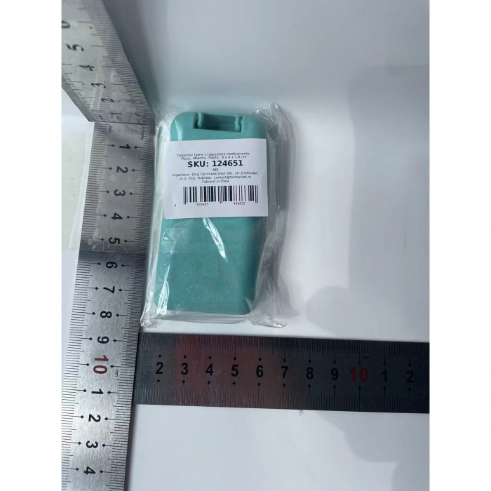 Dispozitiv taiere si depozitare medicamente, Flippy, Albastru, Plastic, 8 x 4 x 1.8 cm [9]