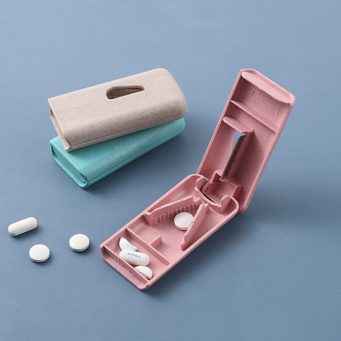 Dispozitiv taiere si depozitare medicamente, Flippy, Albastru, Plastic, 8 x 4 x 1.8 cm [4]
