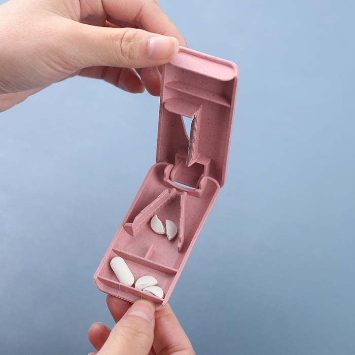Dispozitiv taiere si depozitare medicamente, Flippy, Roz, Plastic, 8 x 4 x 1.8 cm [5]