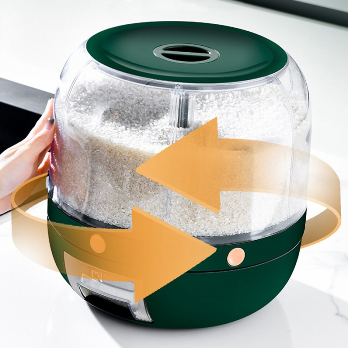 Dozator de cereale Flippy, rotativ 360, 6 compartimente, capacitate 6 L, rezistent la umezeala, inchidere etansa, verde [6]