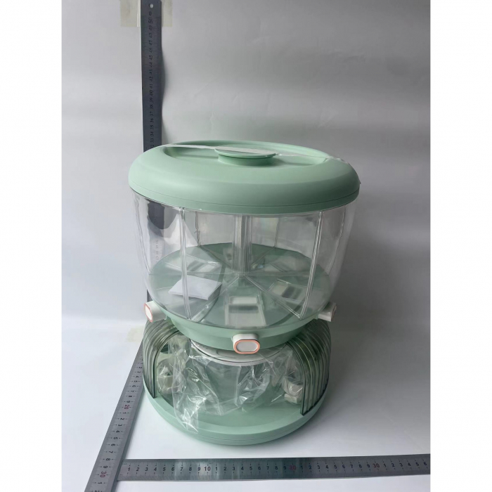 Dozator Etajat de Cereale Flippy, Rotativ 360, 6 Compartimente, Capacitate 10L, Cofraj Special pentru Oua, Vas pentru Scurgerea Cerealelor, 35x27.5 cm, Verde [13]