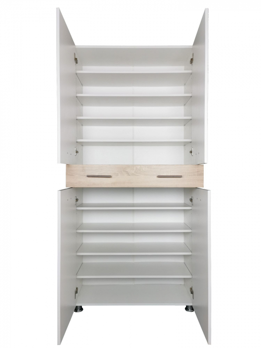 Dulap sau pantofar Zaragosa, stejar alb si alb, 90x35x195 cm [2]