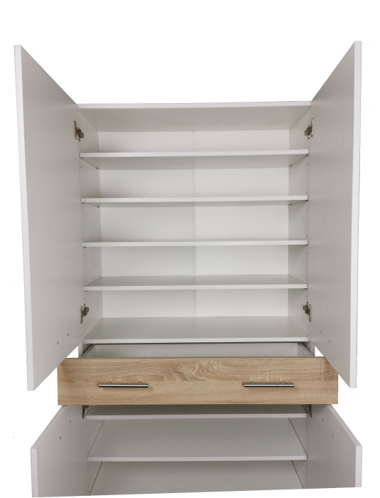 Dulap sau pantofar Zaragosa, stejar alb si alb, 90x35x195 cm [3]