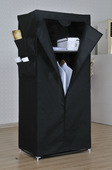 Dulap textil portabil cu 1 fermoar, negru, 70x46x154 cm [2]