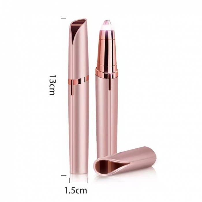 Lichidare Epilator de Sprancene, Flippy, Aparat de Tuns Facial sub Forma de Creion, Portabil, Alimentare cu Baterii, 13x1.5cm, Roz [10]