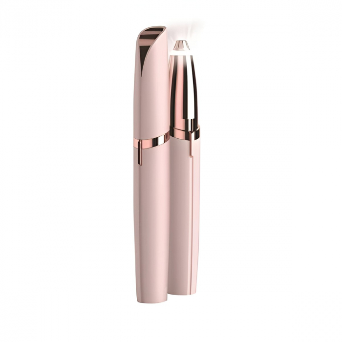 Lichidare Epilator de Sprancene, Flippy, Aparat de Tuns Facial sub Forma de Creion, Portabil, Alimentare cu Baterii, 13x1.5cm, Roz [4]