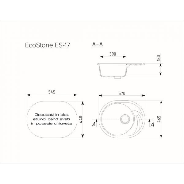 ES-17-331 chiuveta compozit, alb-crem ECOSTONE [3]