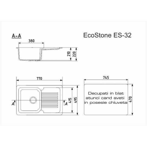 ES-32-328 chiuveta compozit, bej ECOSTONE [3]