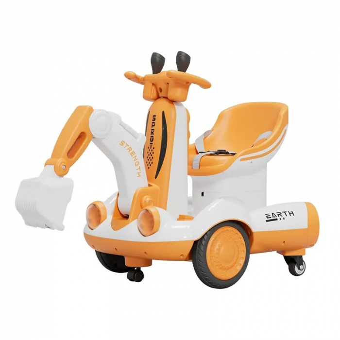 Excavator Electric, Flippy, pe 4 Roti Antiderapante, cu Telecomanda, Brat Controlat Electric, cu Telecomanda, +2 Ani, Galben [1]