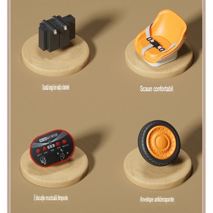 Excavator Electric, Flippy, pe 4 Roti Antiderapante, cu Telecomanda, Brat Controlat Electric, cu Telecomanda, +2 Ani, Maro [5]