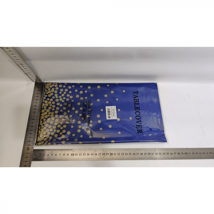Fata de masa dreptunghiulara, Flippy, Impermeabila, Anti-pete, Pentru petreceri, nunti, botezuri, decoratiuni, 274x137cm, Albastru Inchis/ Gold [2]