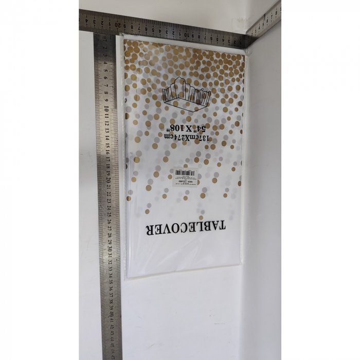 Fata de masa dreptunghiulara, Flippy, Impermeabila, Anti-pete, Pentru petreceri, nunti, botezuri, decoratiuni, 274x137cm, Roz Gold/Alb [2]