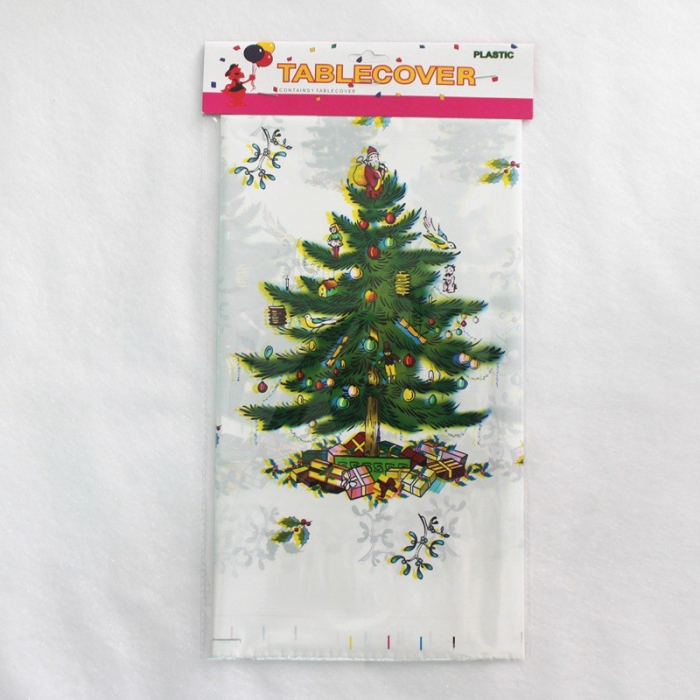 Fata de masa dreptunghiulara Flippy, PVC, 2.5 mm grosime, imprimeu braduri, potrivit pentru Craciun, utilizare multipla, 180 x 108 cm, alb [5]