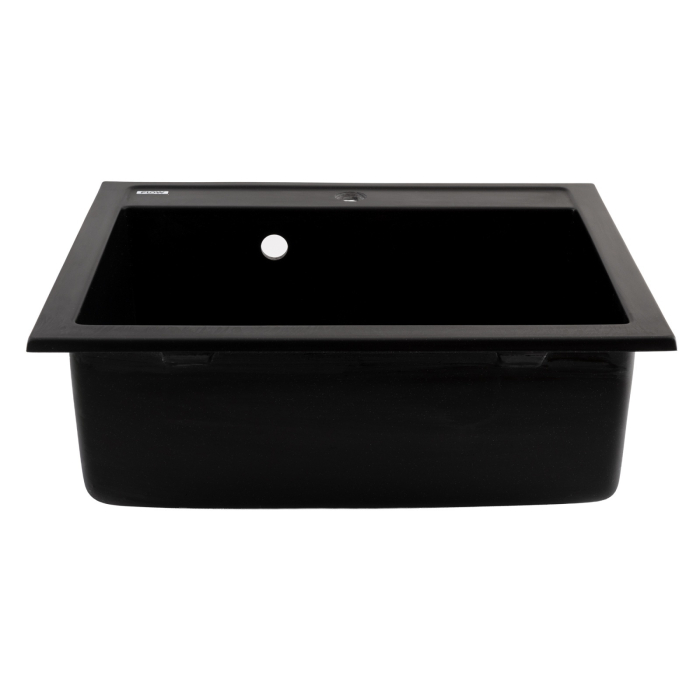 FCB-5949PBM/1, Chiuveta de bucatarie din granit cu o cuva, seria PRIZMA, Black/Metallic, 590x495x200 mm, FLOW [2]