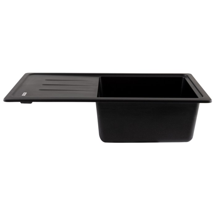 FCB-7843SLBM/1T, Chiuveta de bucatarie din granit cu o cuva si scurgator, seria SLIM LONG, Black/Metallic, 780x435x200 mm, FLOW [2]
