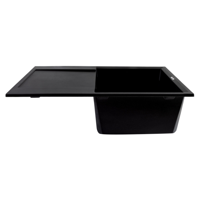 FCB-7849HBM/1T, Chiuveta de bucatarie din granit cu o cuva si scurgator, seria HORIZON, Black/Metallic 780x495x230 mm, FLOW [2]