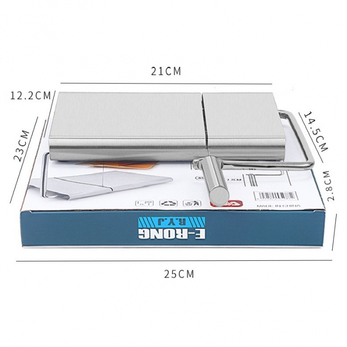 Feliator manual Flippy, pentru cascaval, salam, prajituri, unt, din otel inoxidabil, usor de curatat si utilizat, 5 lame de schimb incluse, picioare antiderapante, 21 x 12.2 x 2.8 cm, argintiu [4]