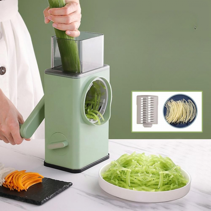 Feliator manual pentru legume Flippy, 3 lame din otel inxodabil, 3 tipuri de feliere, material carcasa ABS, latime maxima feliere 4 mm, baza de tip ventuza, usor si sigur de utilizat, 28.5 x 9,2 x 13. [11]