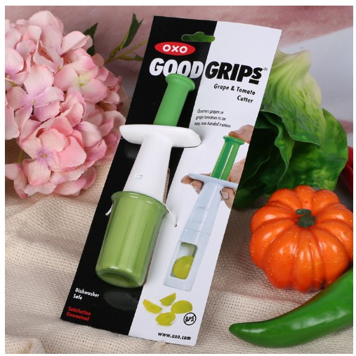 Cutit Feliator pentru Legume si Fructe mici, Flippy, Feliator pentru Rosii Cherry, Feliator pentru Masline, Ustensila de Feliat Fructe si Legume, 18 x 6,5 cm, Verde [1]