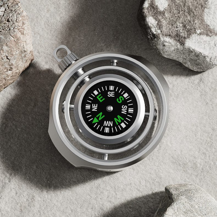 Fidget Spinner Busola Palm, Flippy, Tip Giroscop Rotativ, Model Pandativ / Breloc, Antistress, Aliaj Zinc, 48x42x12 mm, 21 gr, Silver [6]