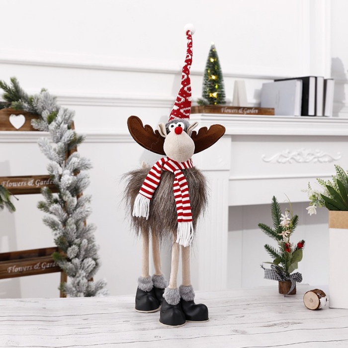 Figurina de Craciun, Flippy, Ren 3D, din Panza si Polistiren, 70 cm Inaltime, Multicolor [3]