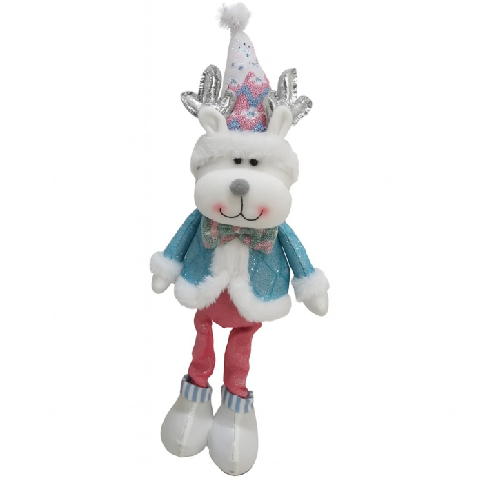 Figurina de Craciun Ren cu Palarie, Flippy, Figurina Decorativa Ren de Craciun pentru Sarbatorile de Iarna, 52 x 17 x 8 cm, Multicolor [1]