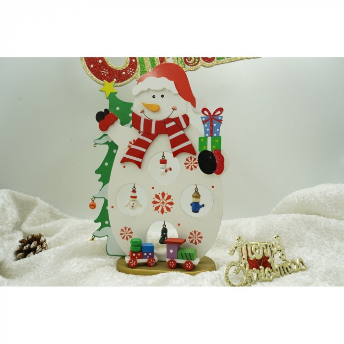 Figurina decorata de Craciun, Om de zapada, Alb, din Lemn, 18 cm x 24.5 cm, Interior, Flippy [7]