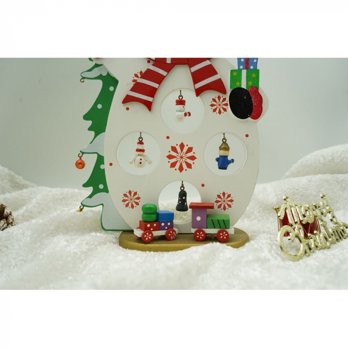 Figurina decorata de Craciun, Om de zapada, Alb, din Lemn, 18 cm x 24.5 cm, Interior, Flippy [9]
