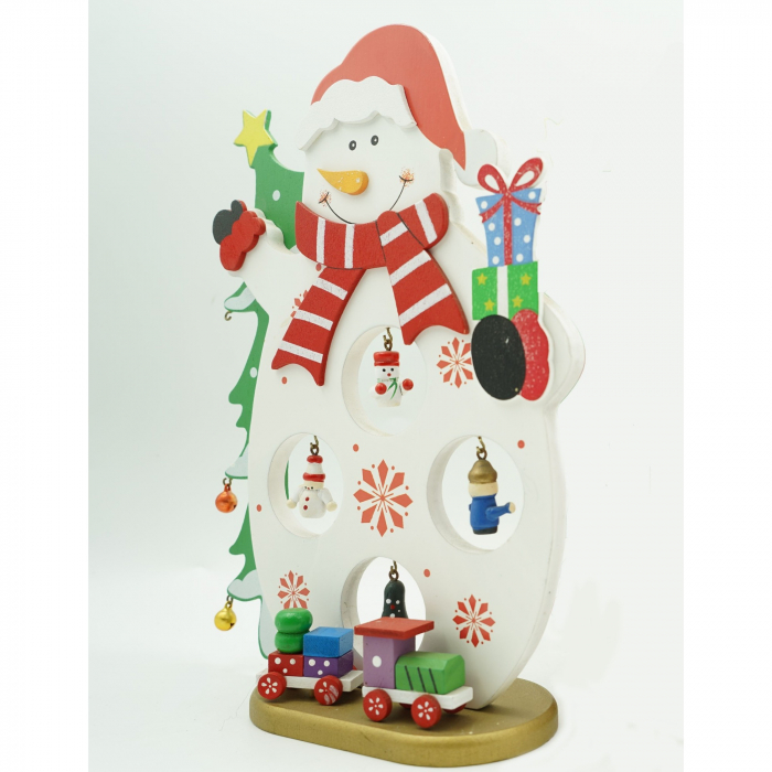 Figurina decorata de Craciun, Om de zapada, Alb, din Lemn, 18 cm x 24.5 cm, Interior, Flippy [5]